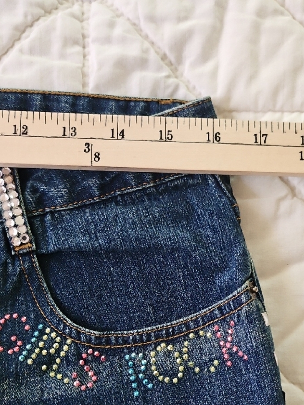 Zana Di- Y2K- Tall Jeans w/ Studded Legs, Appliques and Rhinestones Size 11 - Picture 3 of 10